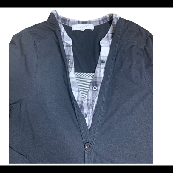 REITMANS AE Sport 3 In 1 Button Front Peekaboo Twofer Top Plaid/Black Size 2X - Picture 5 of 10